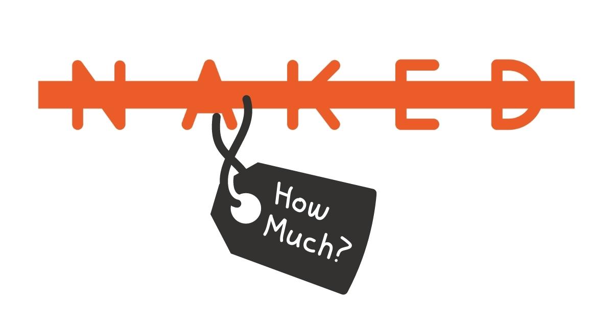 Logo of Naked with a price label with 